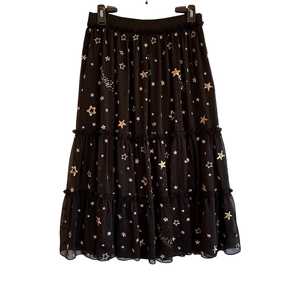 Kate Spade Madison Ave Collection Black Star Tulle Skirt Women’s Size 4 boho